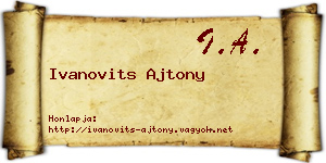 Ivanovits Ajtony névjegykártya
